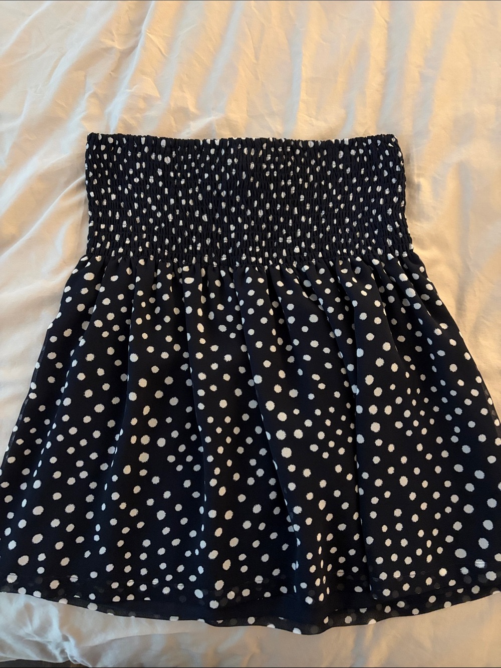 LOFT Stretch Smocked Polka Dot Strapless Top Size 6